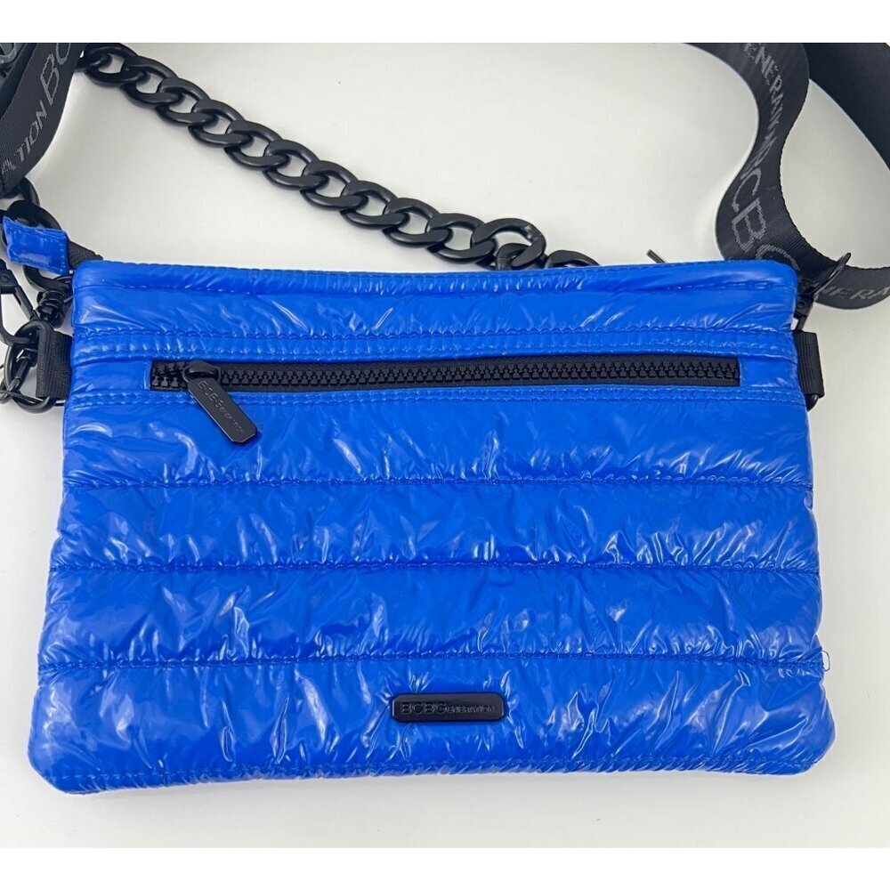 BCBGeneration Blue Quilted Puffer Crossbody Bag 2 in 1 Chain Strap Shoulder Bag
